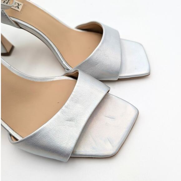 Badgley Mischka Cady Square Toe High Heel Sandals Women's Silver Size US8 EU39 - Picture 11 of 13